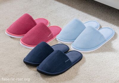 Домашние тапочки из вельвета на EVA-подошве для женщин и мужчин Мягкие домашние тапочки Faberlic из вельвета для всей семьи